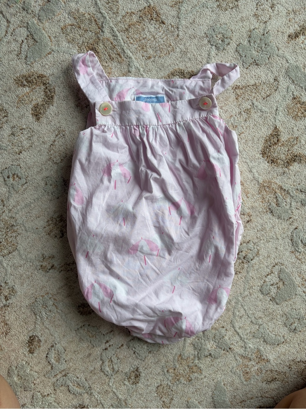 Jacadi Salopette Rose Beach Umbrella Print Bubble Infant Romper